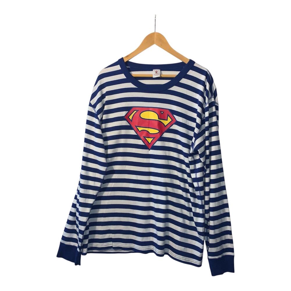 Hanna Andersson DC Superman Striped Long Sleeve Pajama Top Size XXL